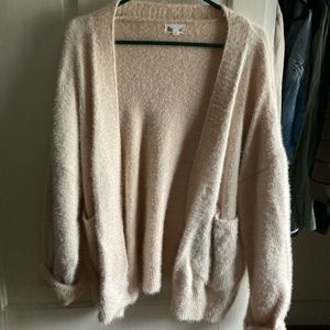 Fuzzy pink cardigan